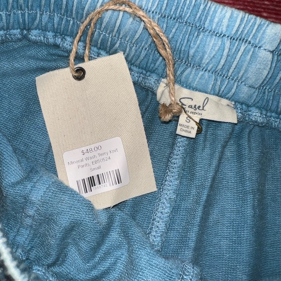 Easel Soft Blue Wide-Leg Knit Pants - Picture 7 of 9